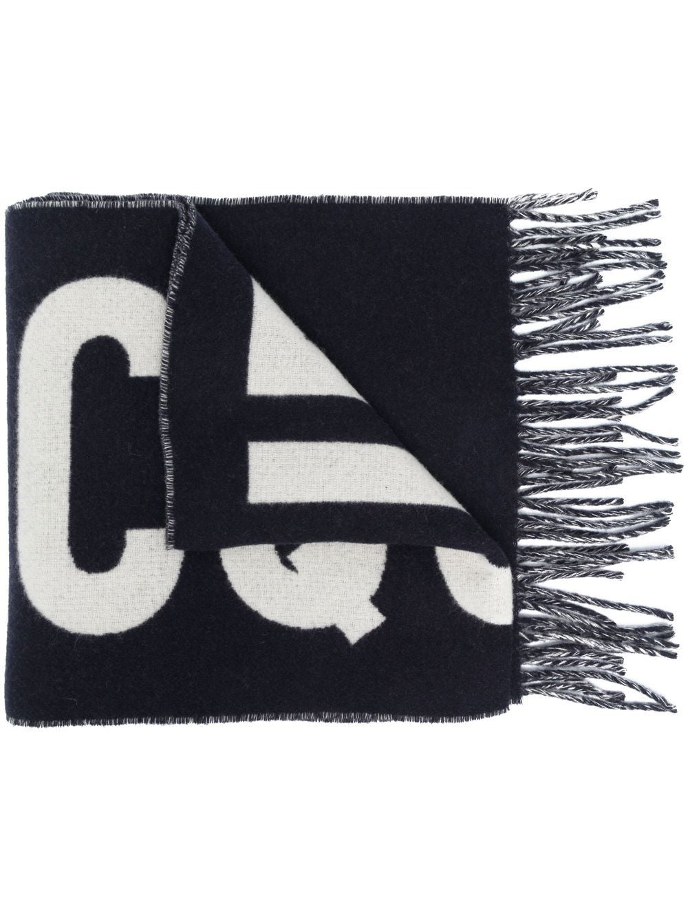 JACQUEMUS Logo Print Virgin Wool Scarf - Blue image 0