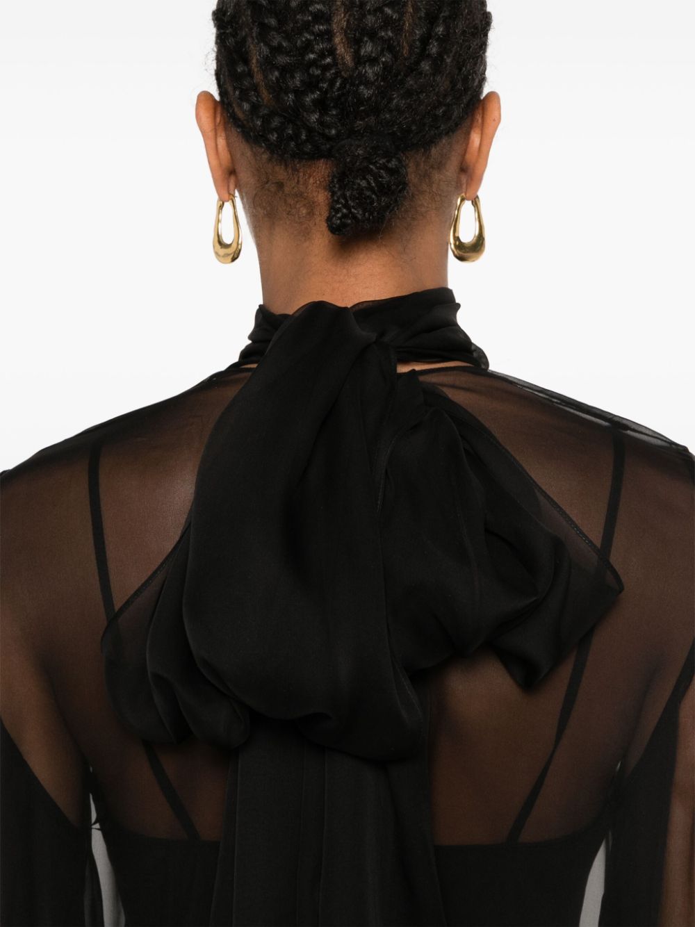 Valentino Black Mini Dress with Ruffles and Scarf image 4