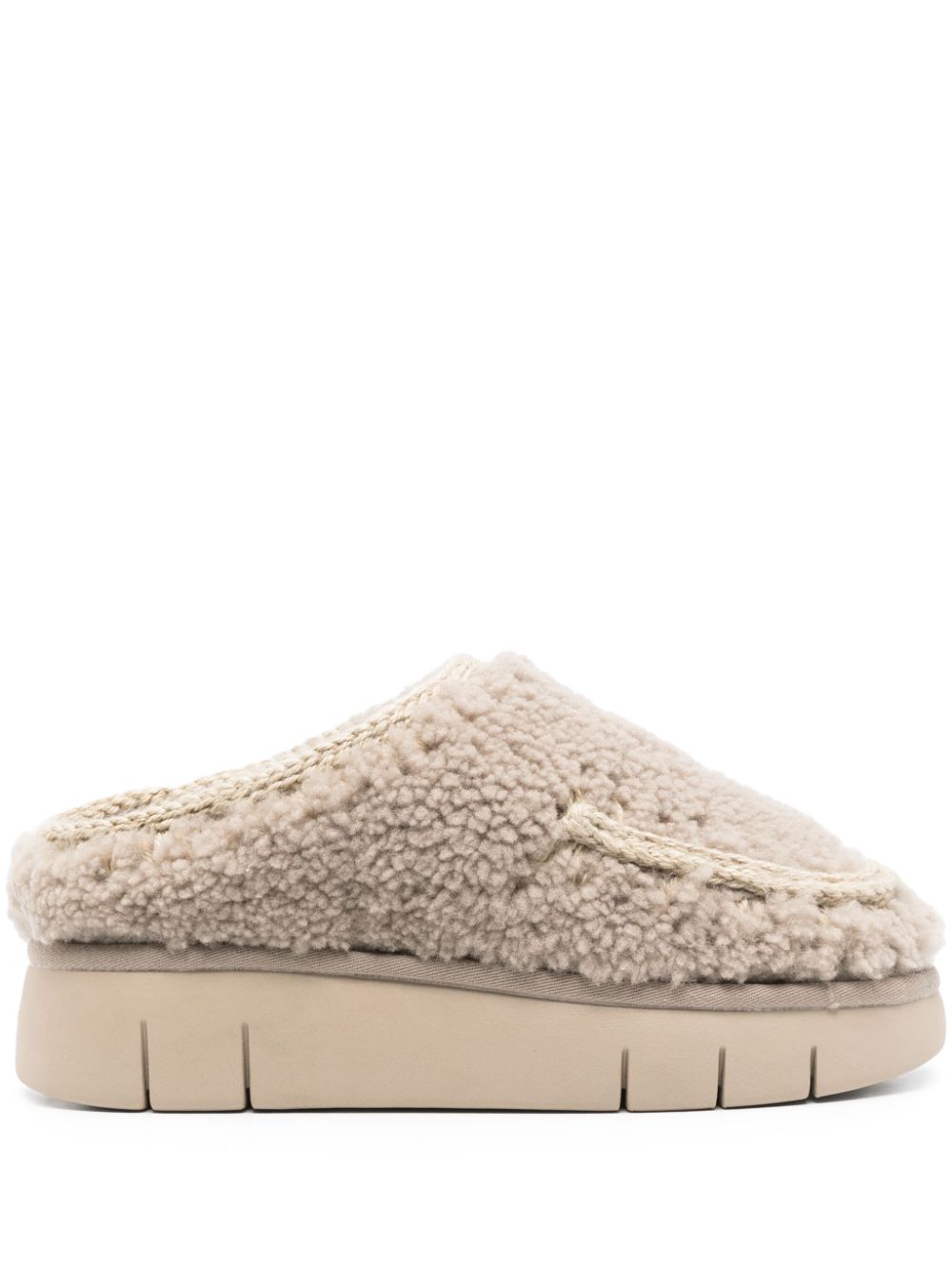 SLEEKEO Grey Shearling Mou Sandals image 0