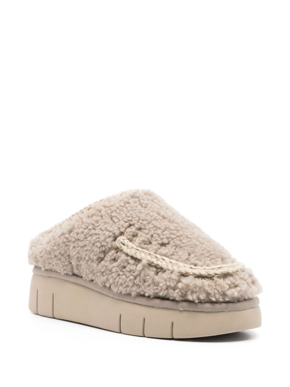 SLEEKEO Grey Shearling Mou Sandals image 2