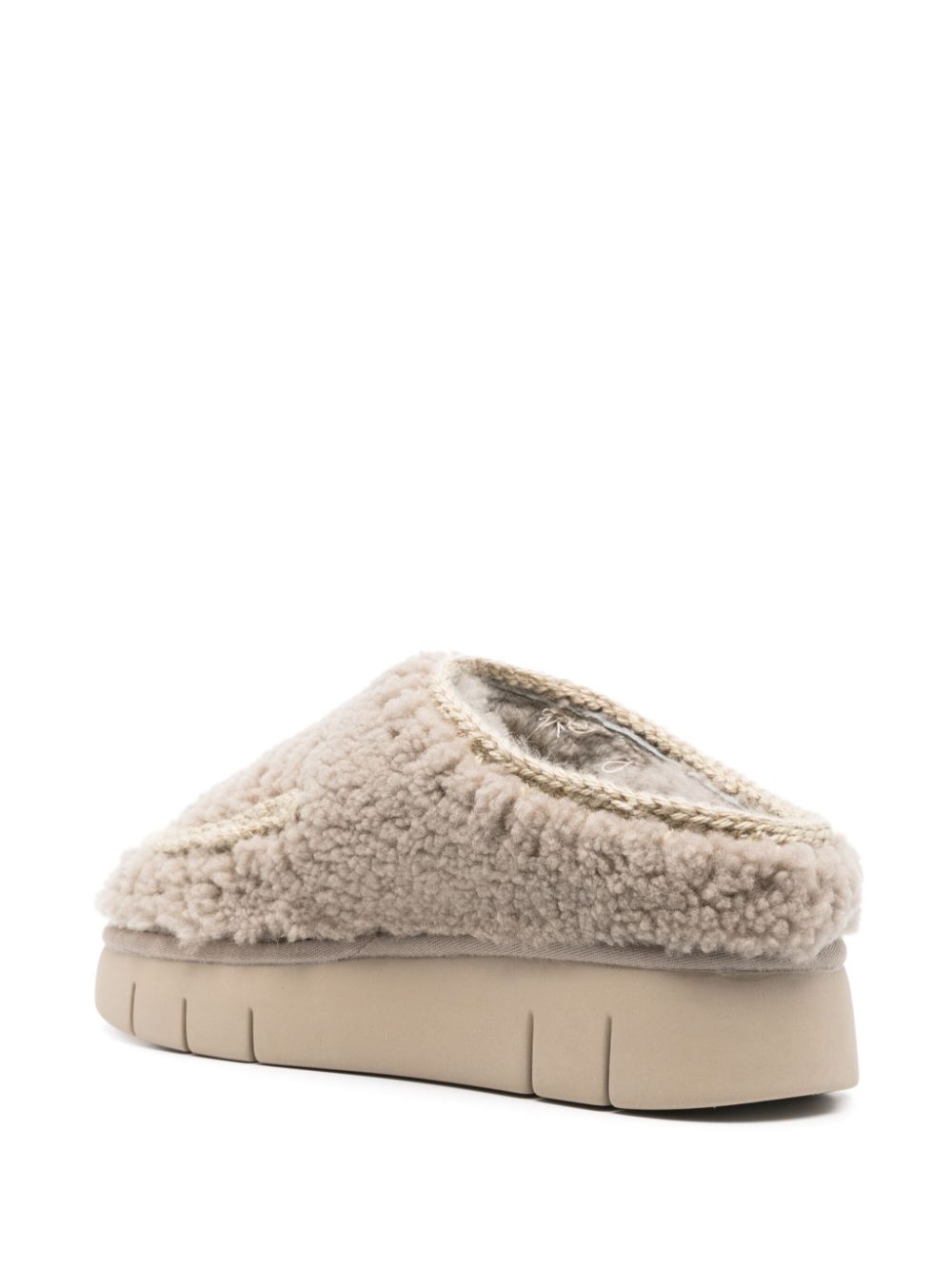 SLEEKEO Grey Shearling Mou Sandals image 3