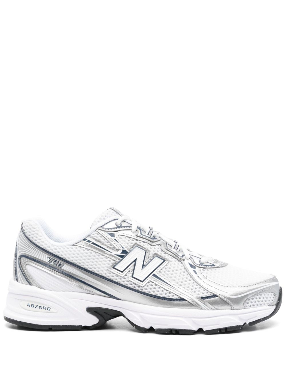 New Balance White Mesh Sneakers with Metallic Detailing image 0