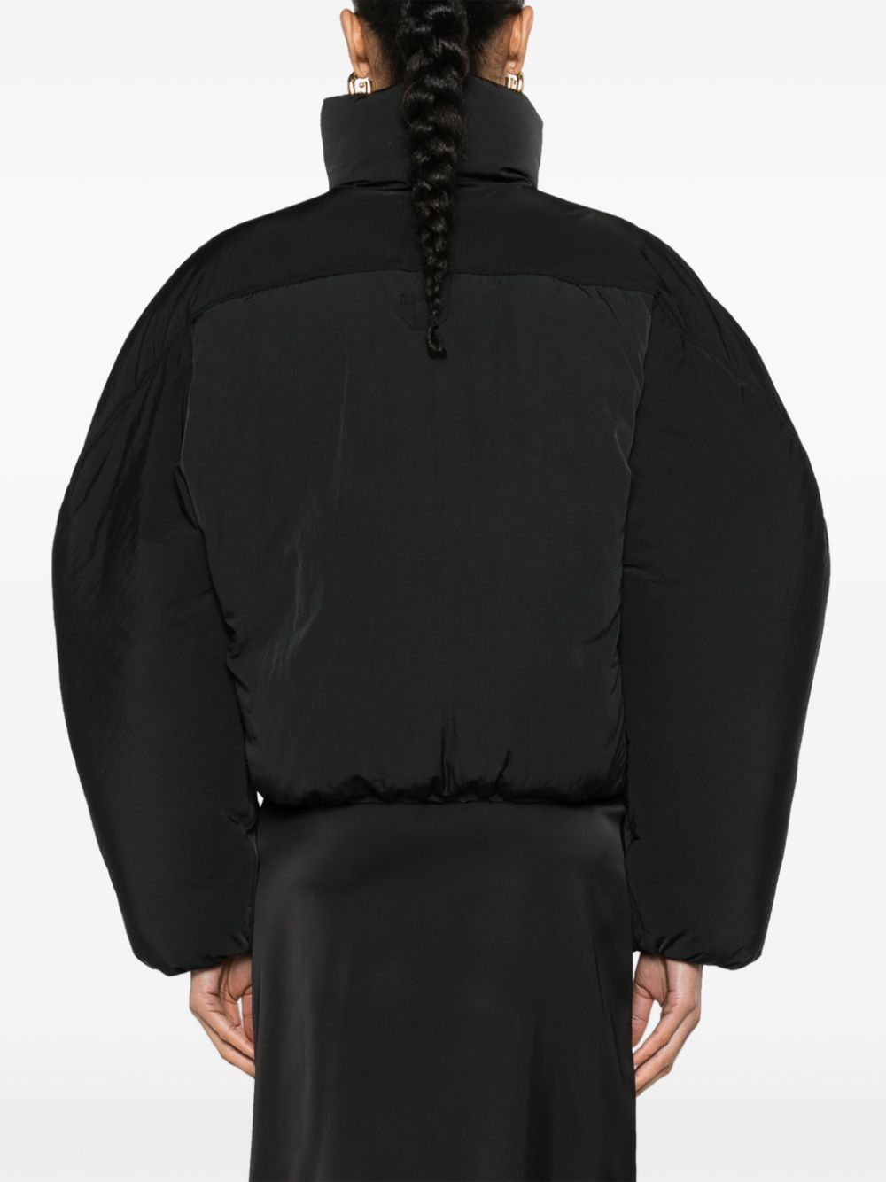 JACQUEMUS Crinkled Black Padded Coat with Gold-Tone Buttons image 2