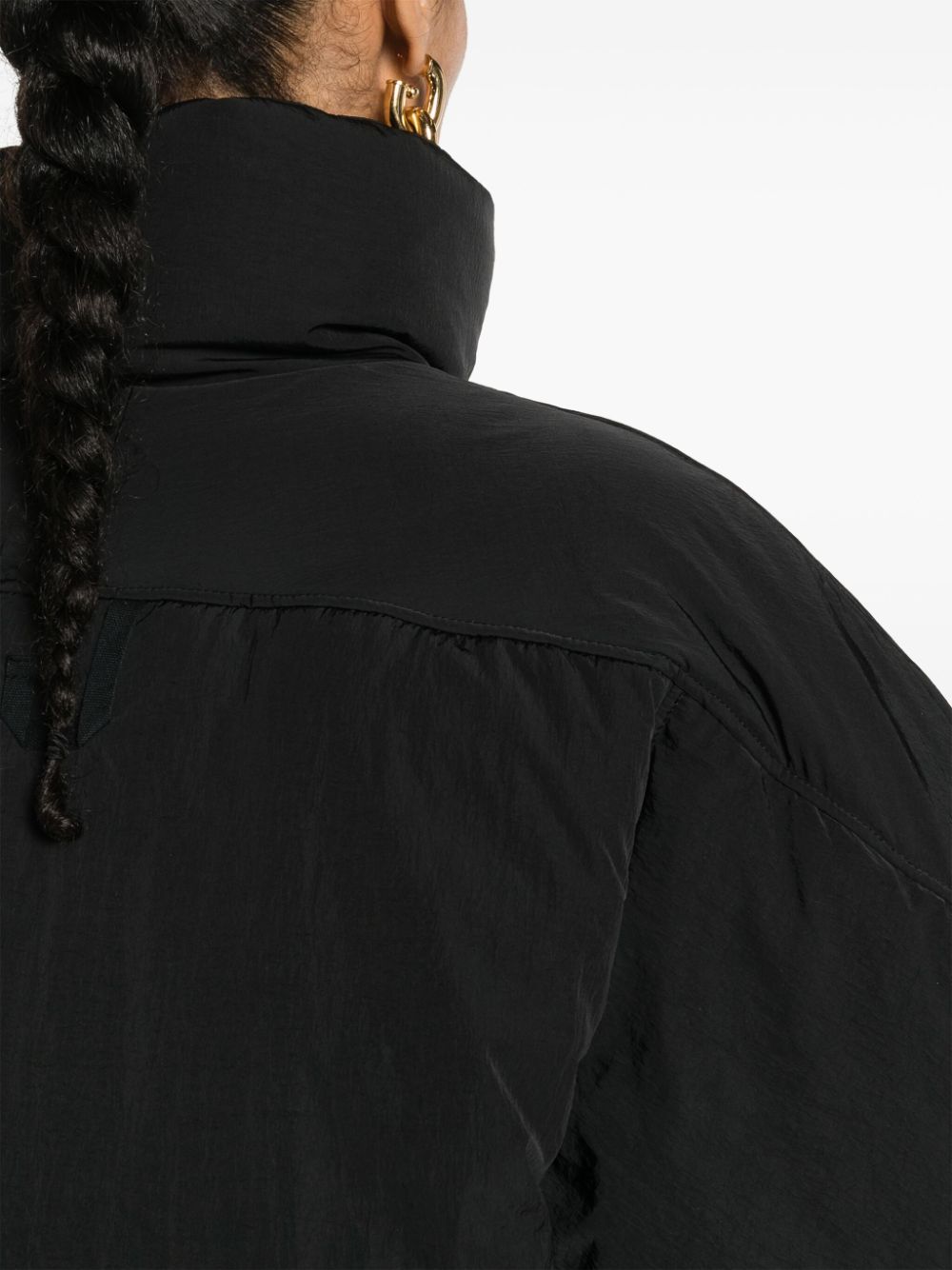 JACQUEMUS Crinkled Black Padded Coat with Gold-Tone Buttons image 3