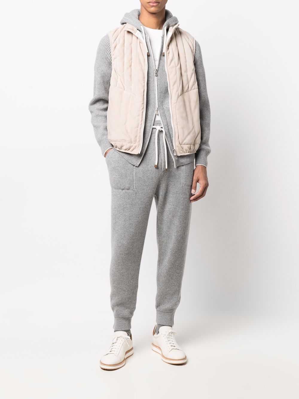 Brunello Cucinelli Grey Cashmere Zip-Up Hoodie image 4