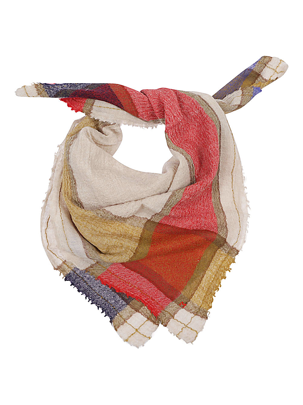 MOISMONT Handmade Wool Scarf - Multicolor with Red "M" Embroidery image 0