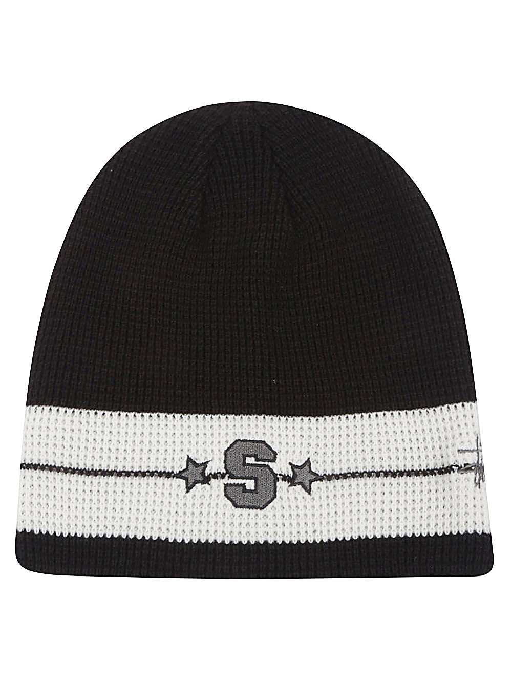 Stussy Black Beanie with White Band and Gray Logo image 0