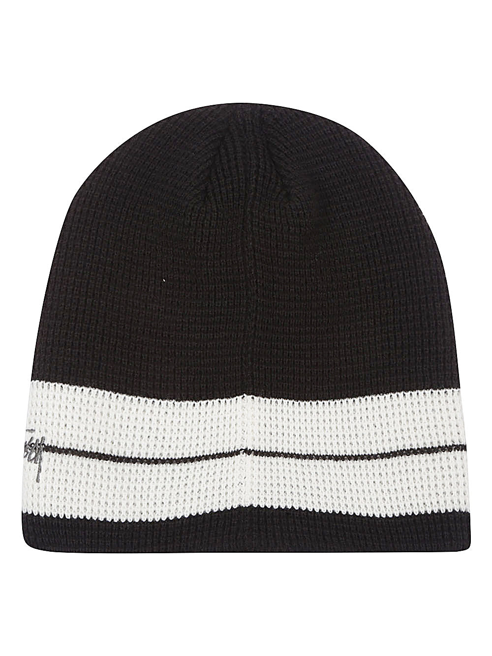 Stussy Black Beanie with White Band and Gray Logo image 1