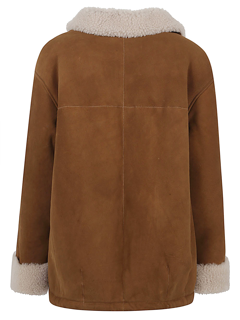 ENES Leather Coat with Fur Trim - Camel image 1