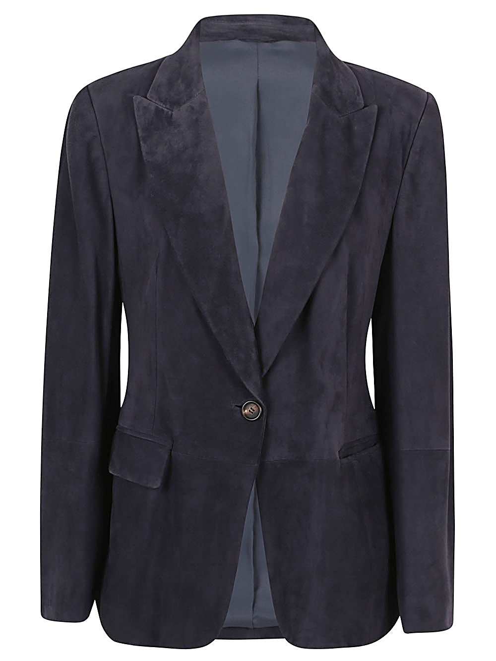 Brunello Cucinelli Blue Leather Jacket image 0