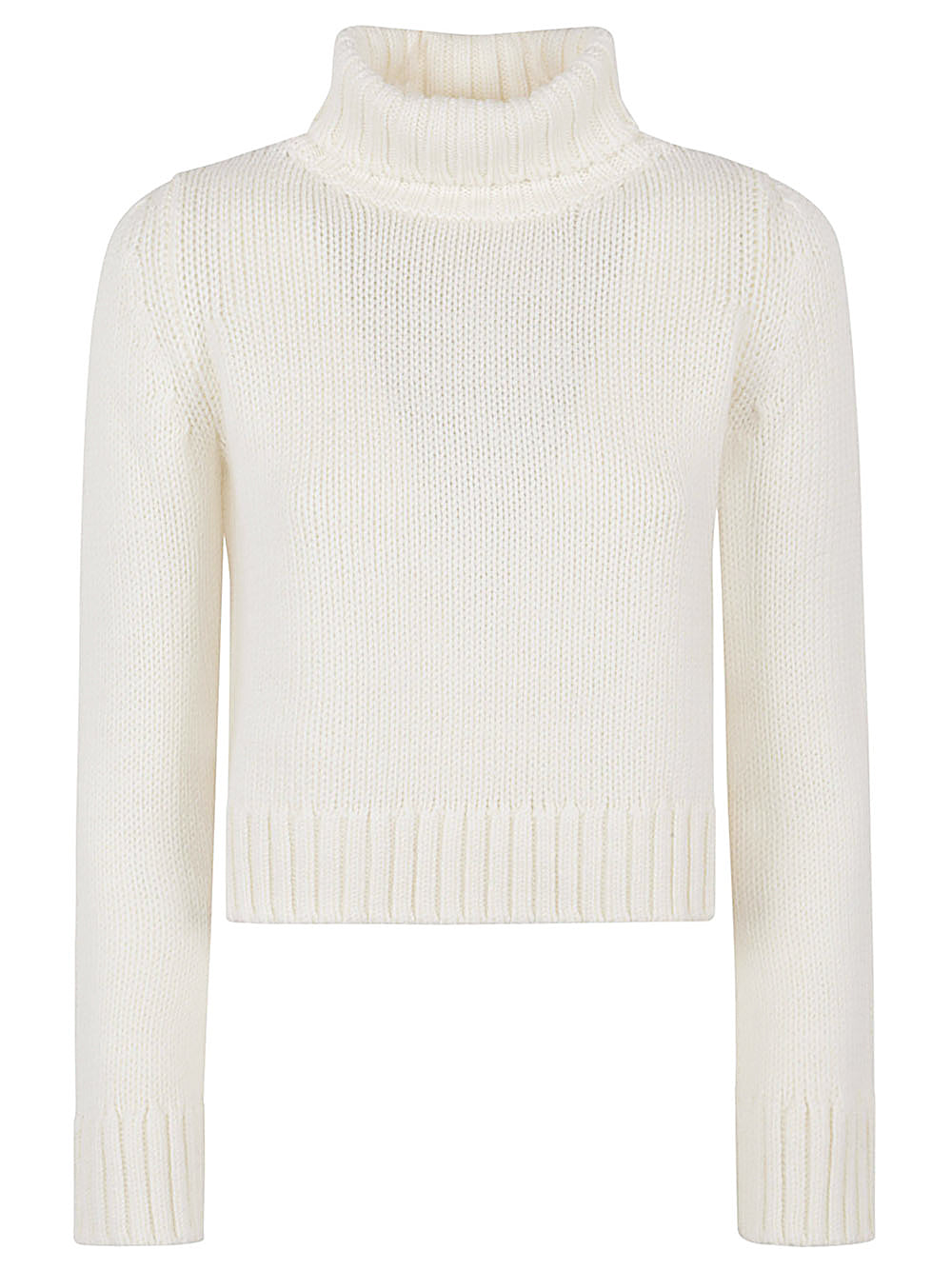 Women's White Wool High-Neck Sweater image 0