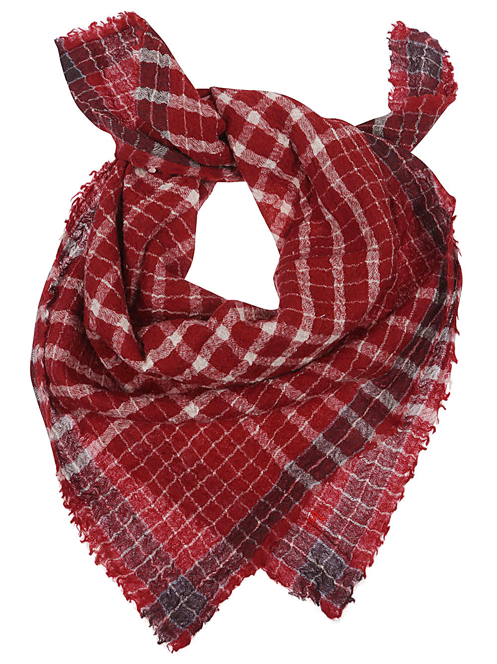 MOISMONT Red Wool Scarf with Embroidered Detail image 0