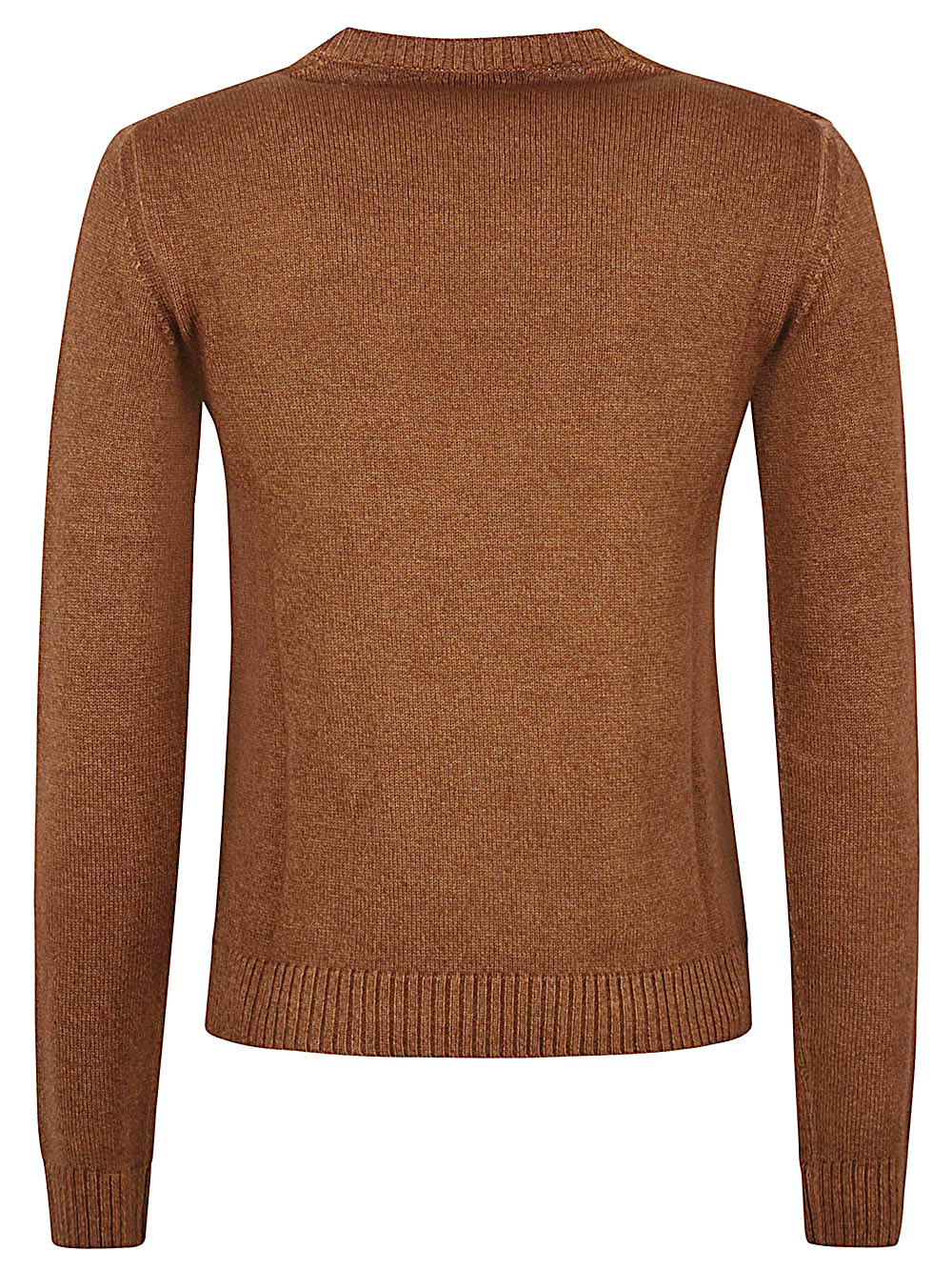 Women's Brown Solid Crew Neck Long Sleeve Ribbed Knit Sweater image 1