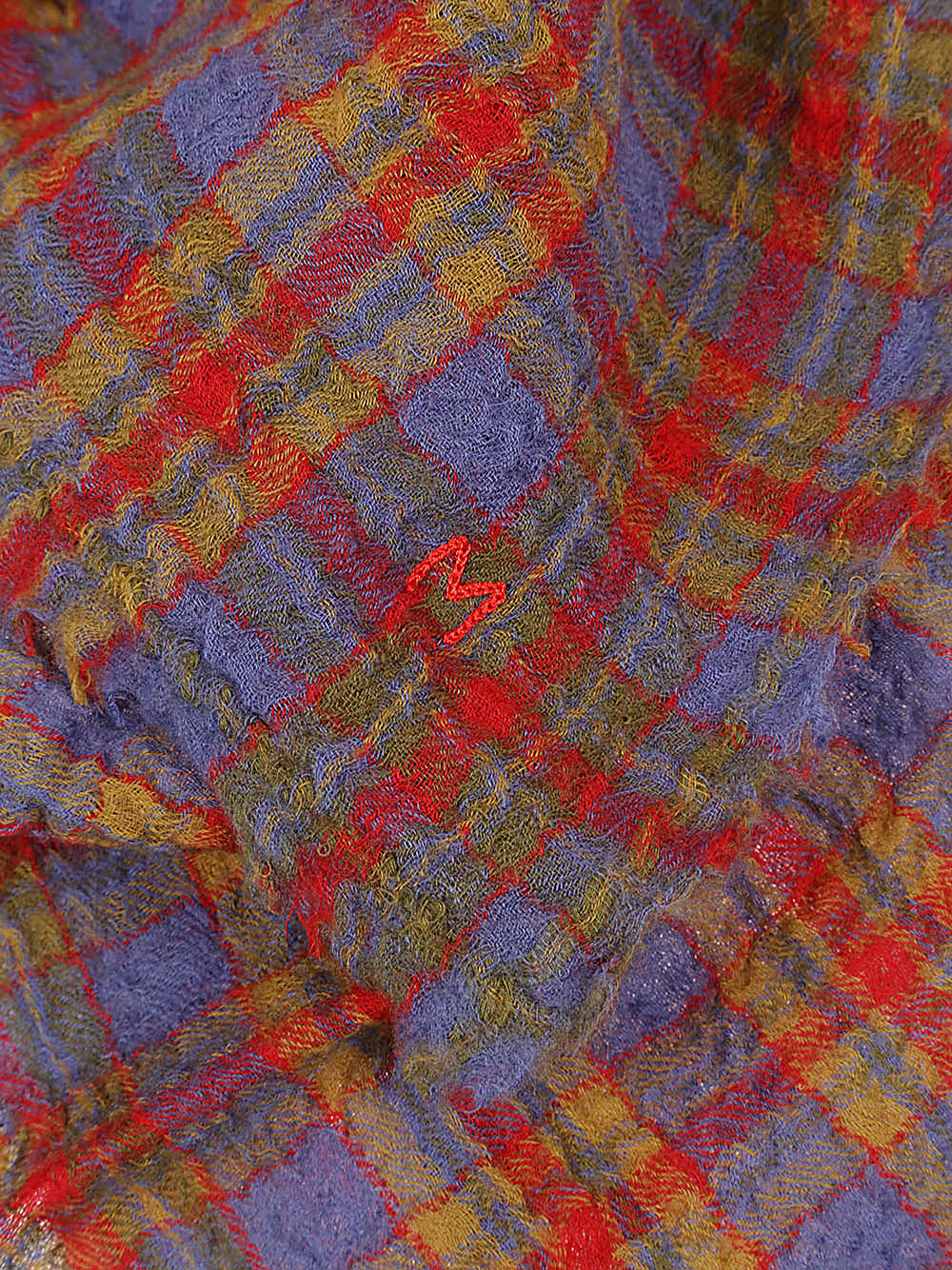 MOISMONT Red Wool Scarf with Embroidered Detail image 1