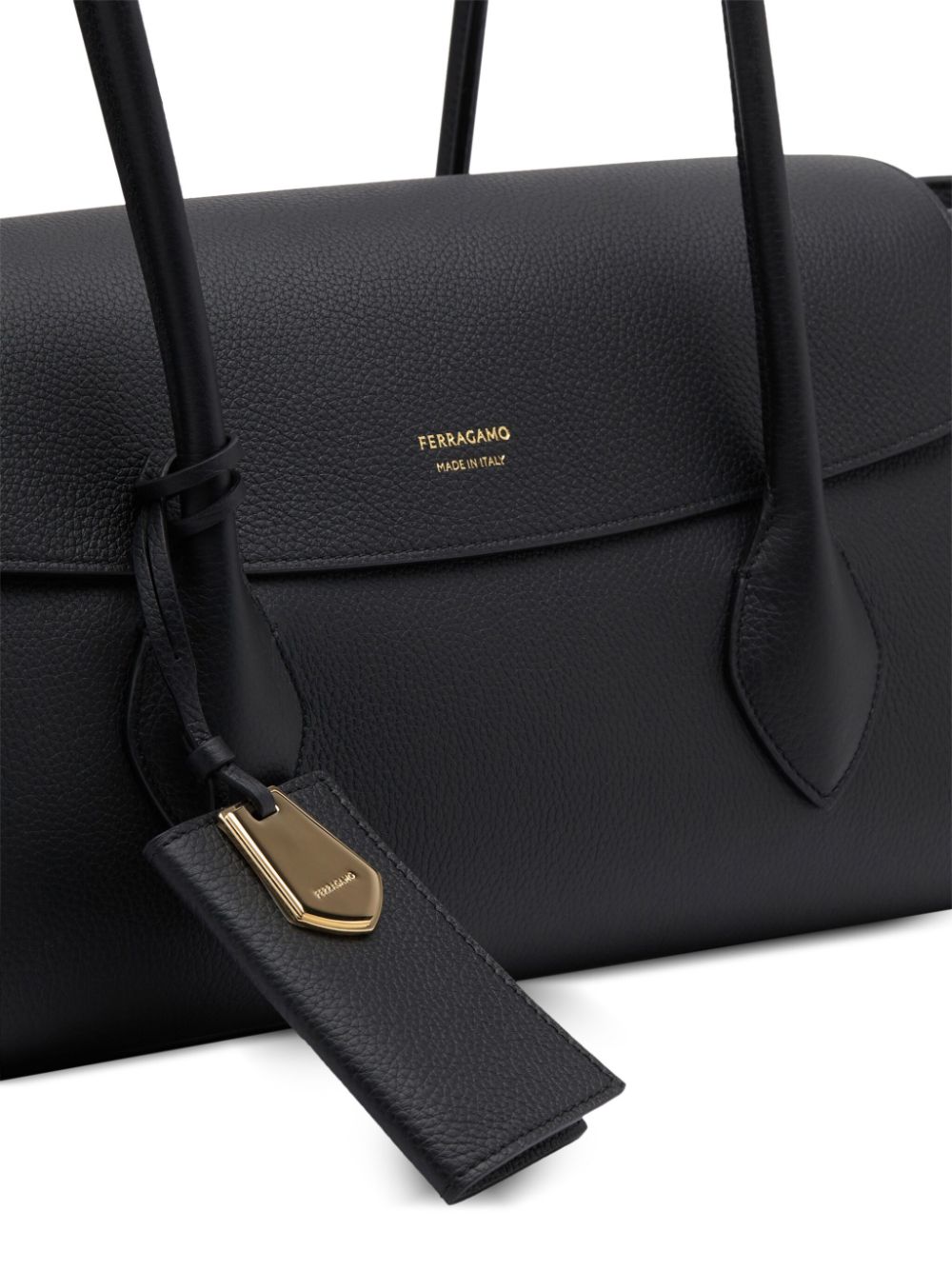 Salvatore Ferragamo Black Calf Leather Top Handle Bag image 3