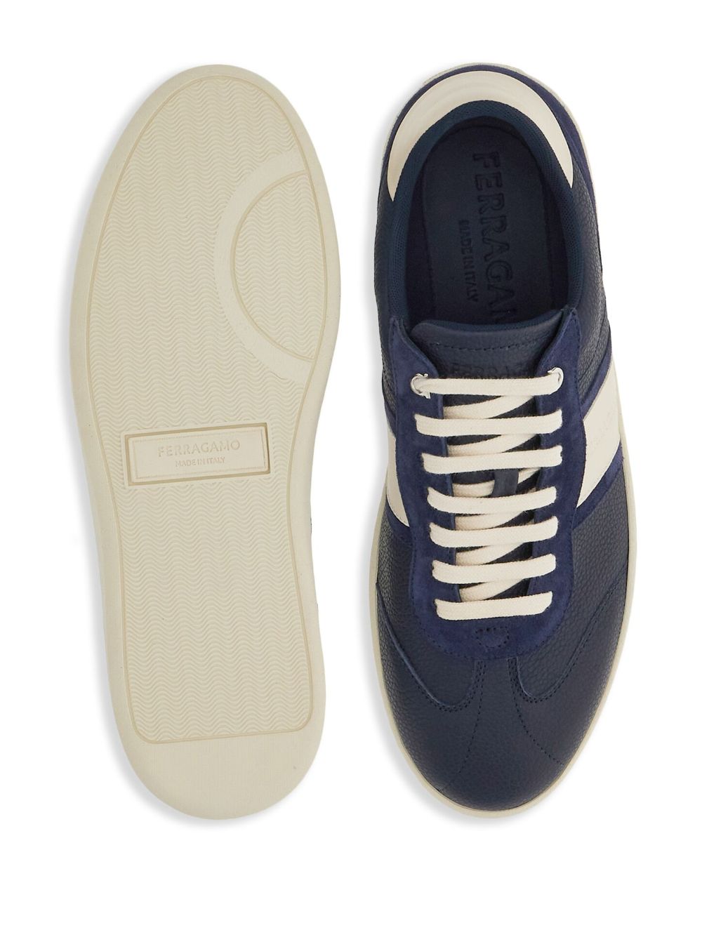 Ferragamo Blue Leather Sneakers: Medium Fit image 1