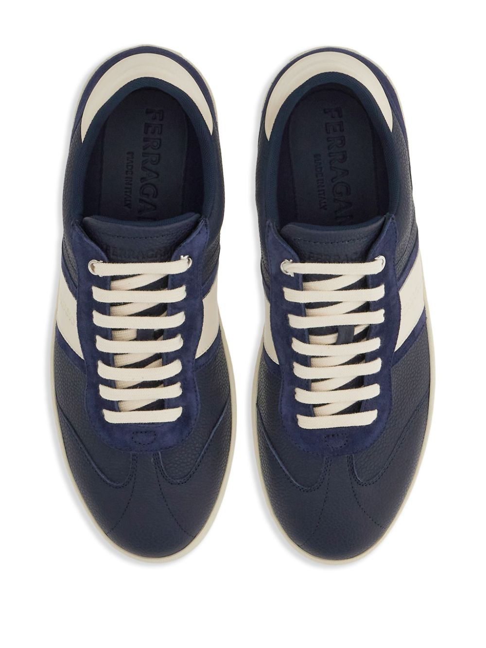 Ferragamo Blue Leather Sneakers: Medium Fit image 3