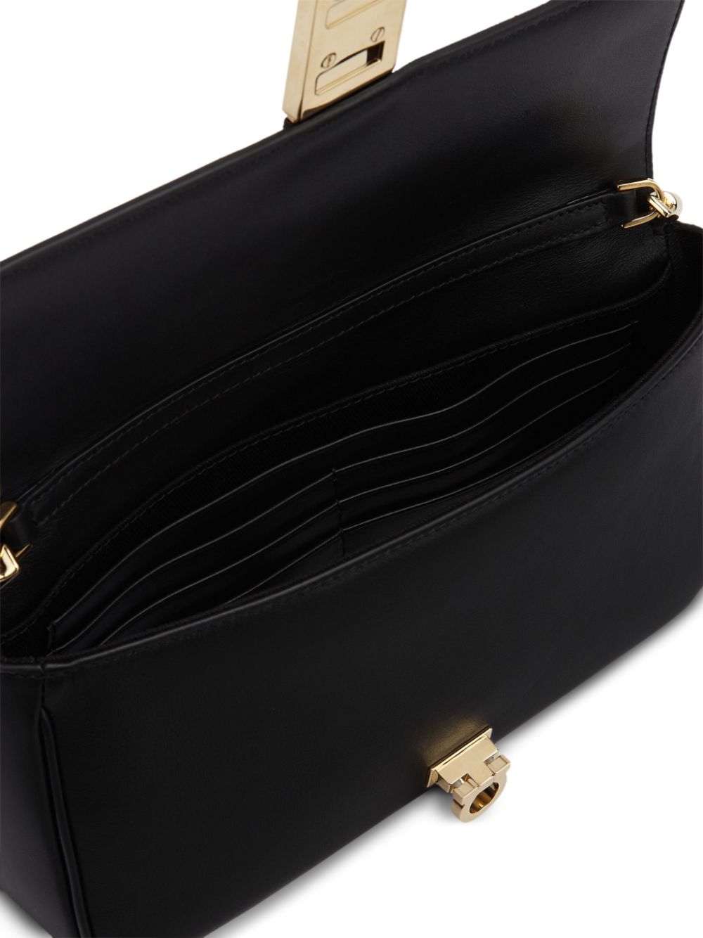 Salvatore Ferragamo Black Calfskin Gancini Shoulder Bag image 1