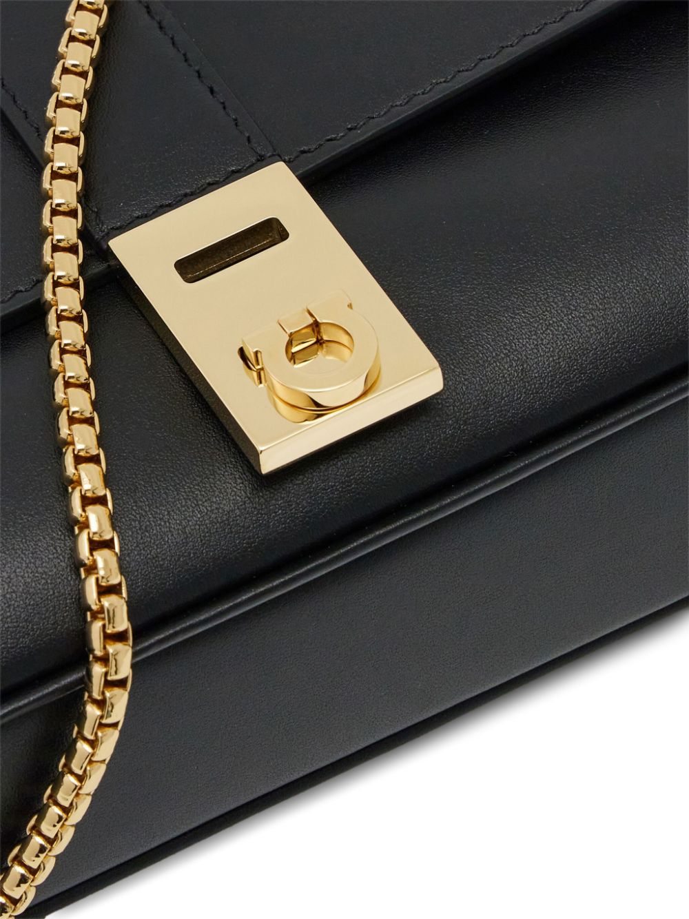 Salvatore Ferragamo Black Calfskin Gancini Shoulder Bag image 3