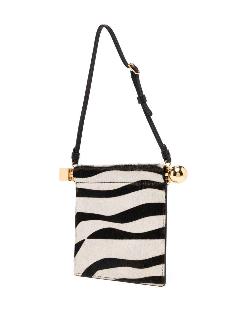 JACQUEMUS Black Calfskin Zebra Print Wallet with Gold-Tone Hardware image 3