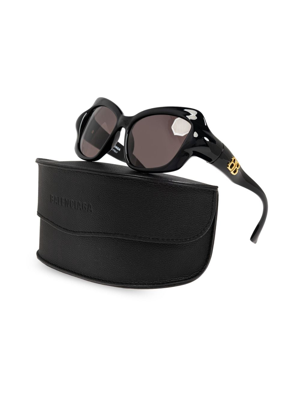 Balenciaga Black Cat-Eye Sunglasses with Embossed Logo image 1