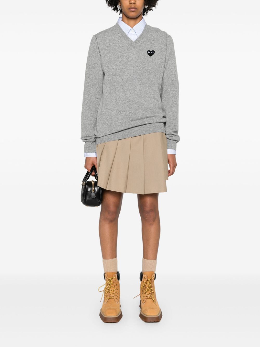 Comme des Garçons Play Grey Heart Patch Wool Sweater image 1