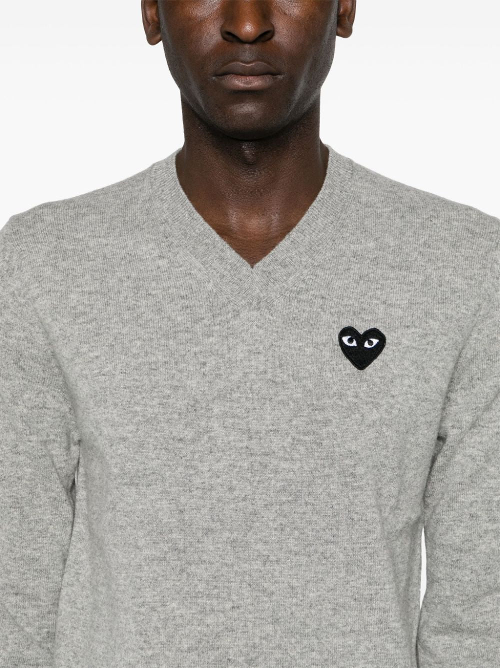 Comme des Garçons Play Grey Heart Patch Wool Sweater image 2