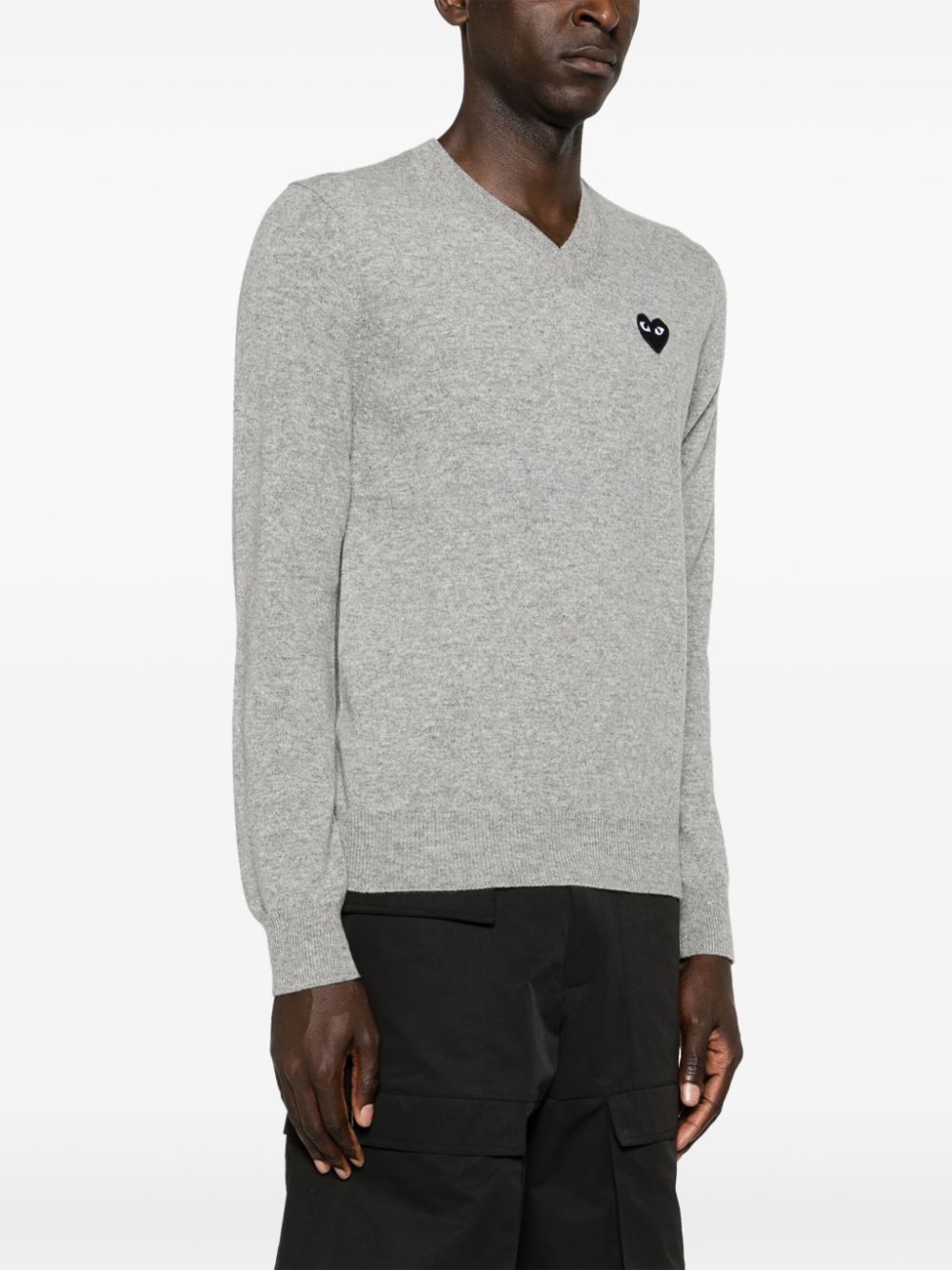 Comme des Garçons Play Grey Heart Patch Wool Sweater image 3