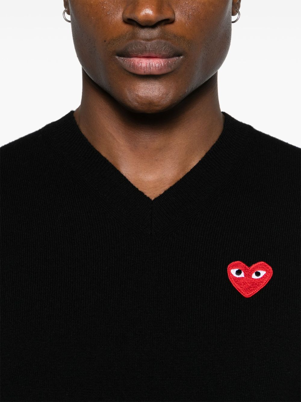 Comme des Garcons Black V-Neck Wool Sweater image 1