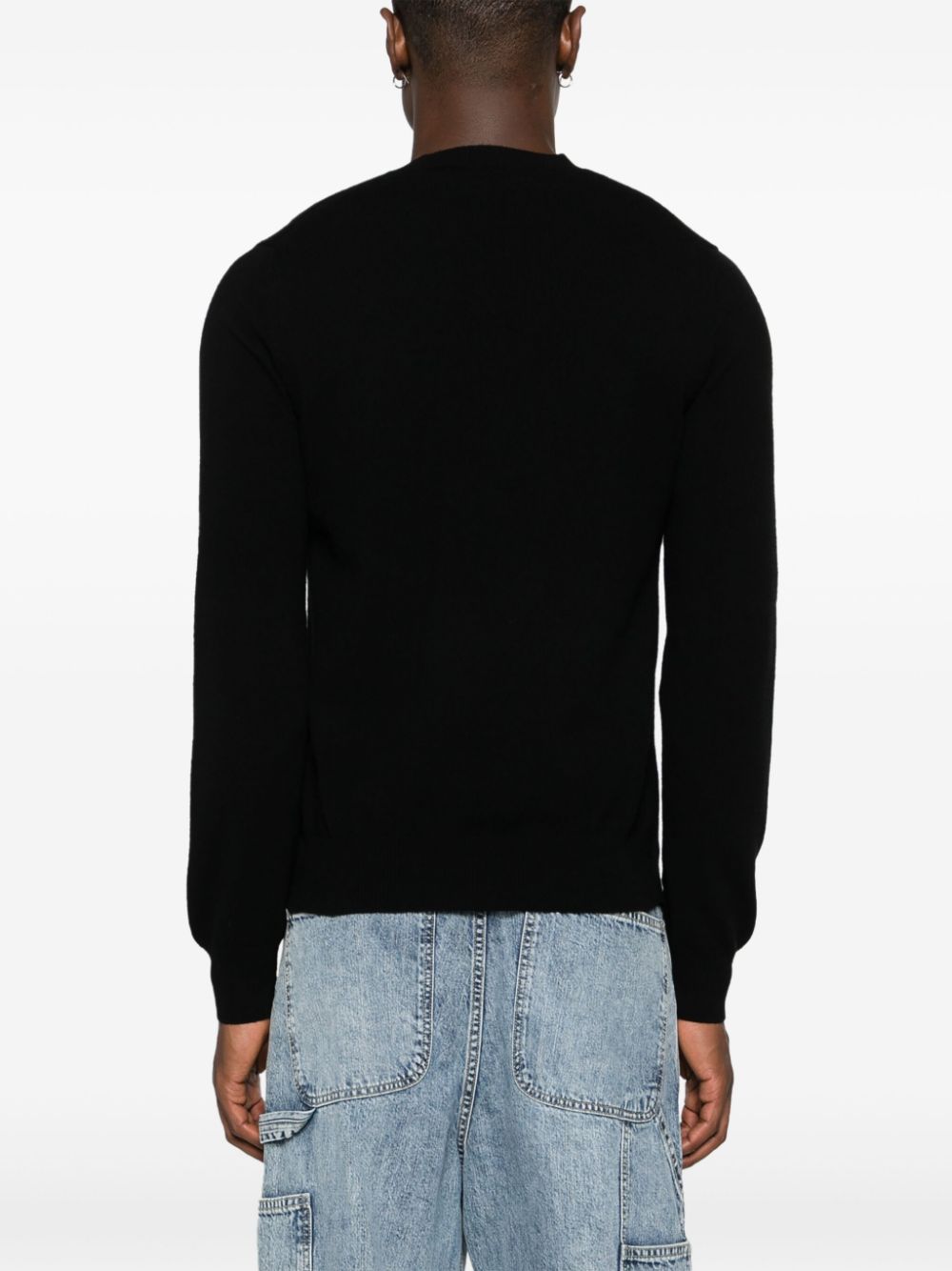 Comme des Garcons Black V-Neck Wool Sweater image 4