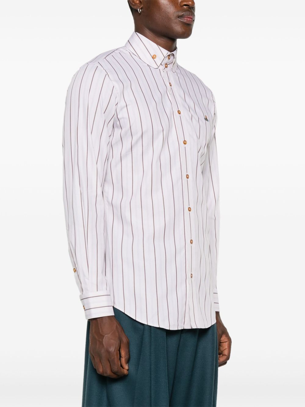 Vivienne Westwood Beige Cotton Poplin Shirt with Stripe image 1