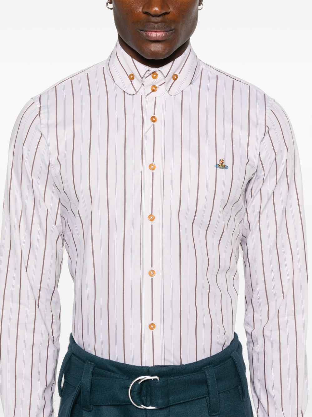 Vivienne Westwood Beige Cotton Poplin Shirt with Stripe image 3