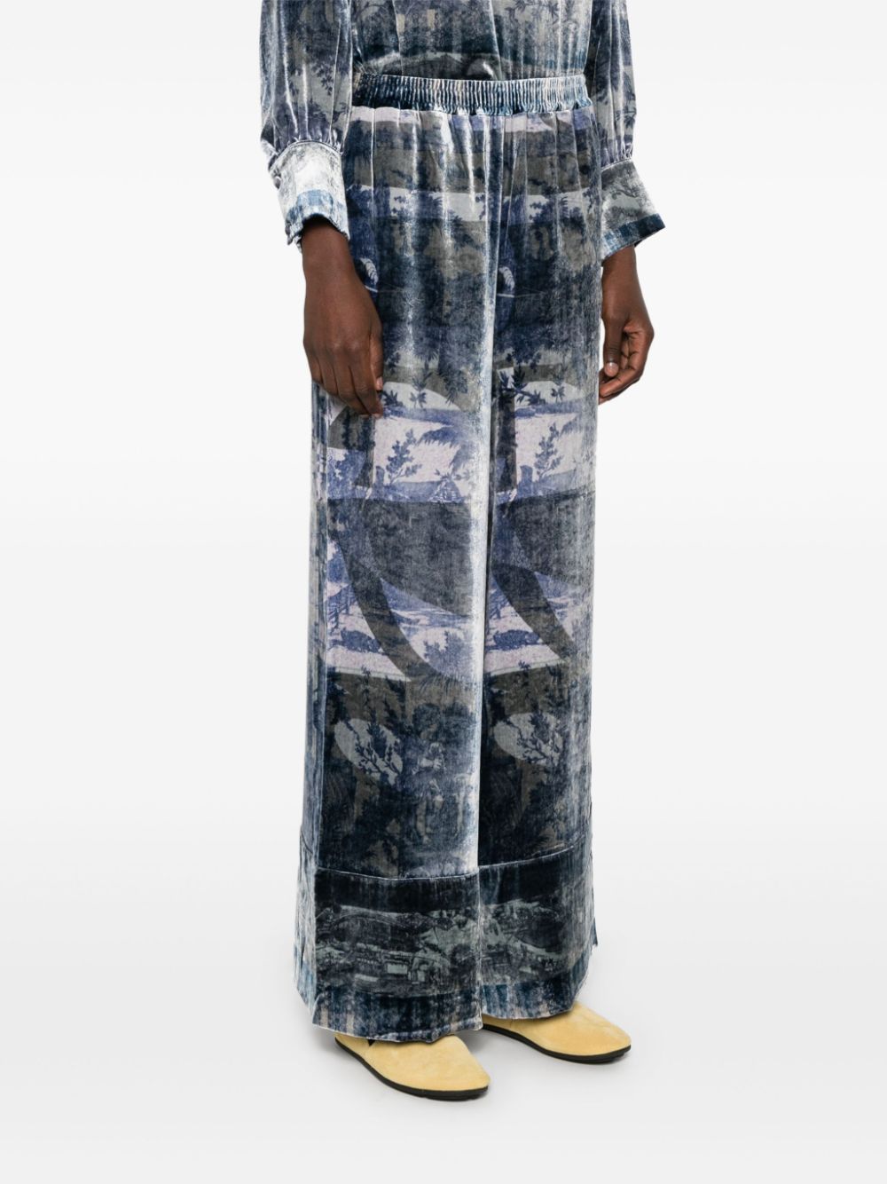 Pierre Louis Mascia Abstract Print Elastic Waist Trousers - Blue image 1