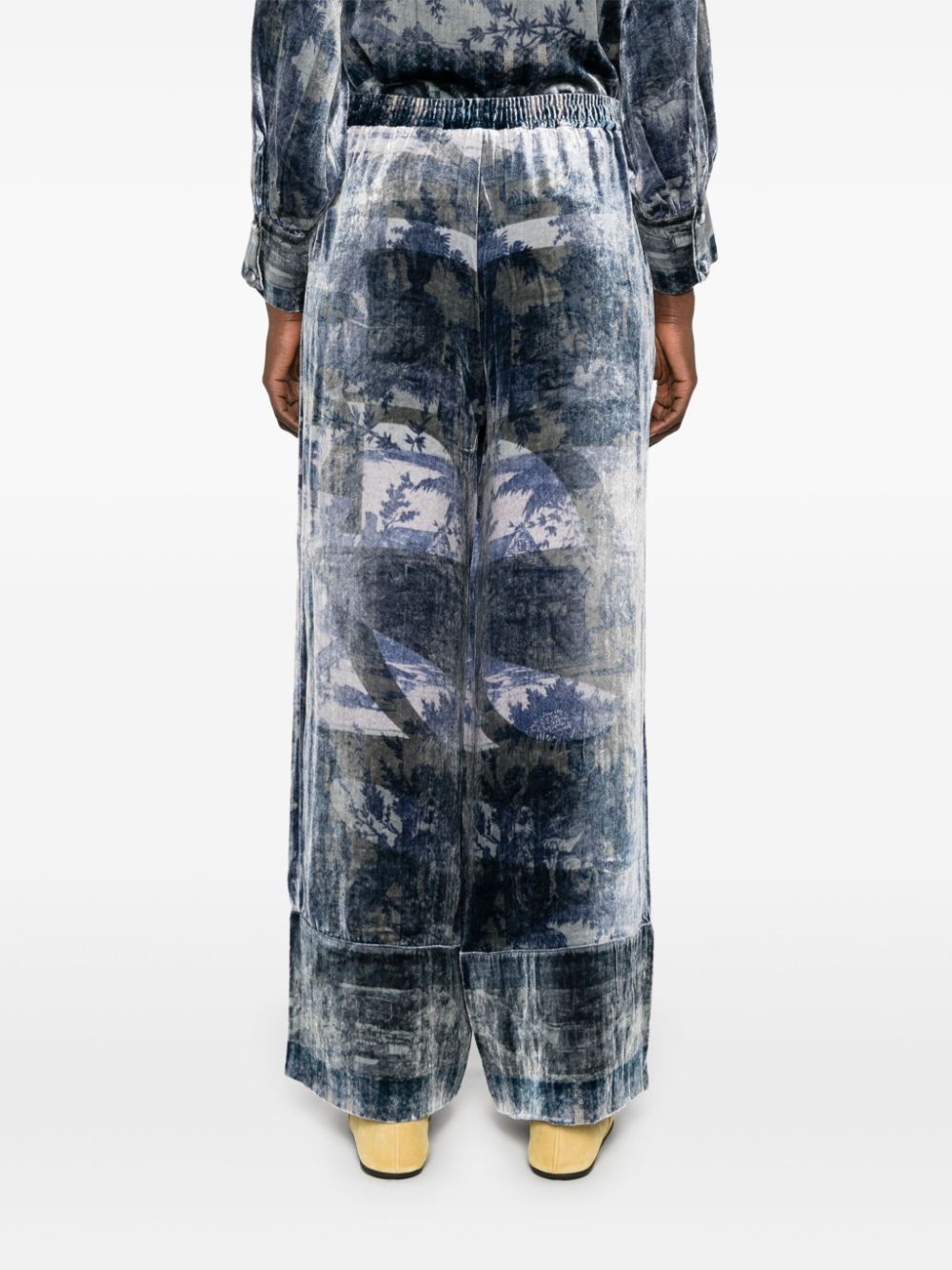 Pierre Louis Mascia Abstract Print Elastic Waist Trousers - Blue image 2