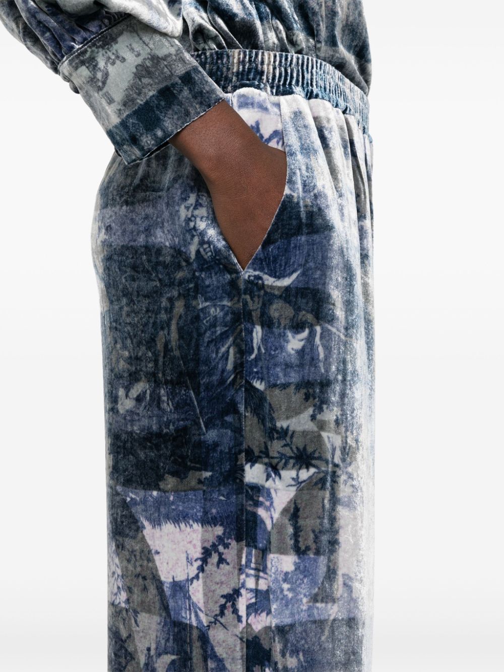 Pierre Louis Mascia Abstract Print Elastic Waist Trousers - Blue image 4