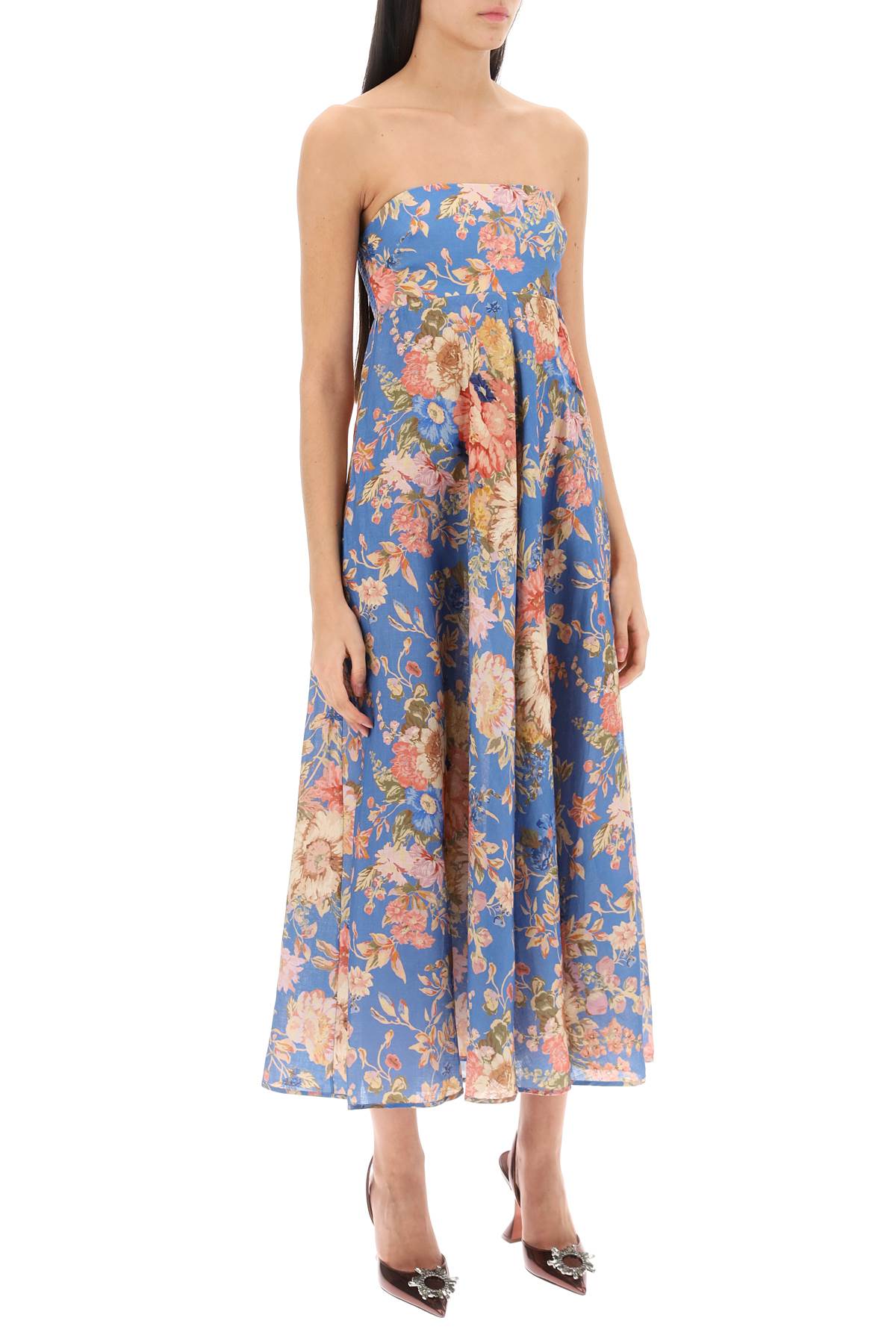 Zimmermann August Linen Floral Bandeau Midi Dress image 1