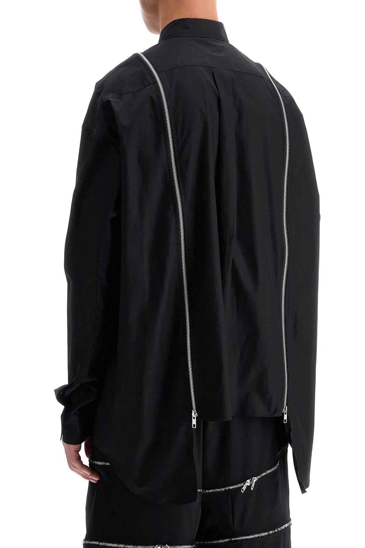 Comme Des Garçons Black Zip Detail Cotton Poplin Shirt image 2