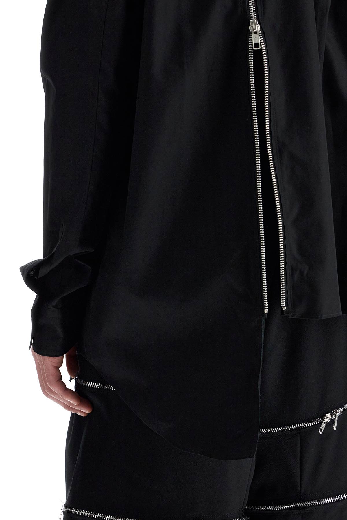 Comme Des Garçons Black Zip Detail Cotton Poplin Shirt image 3