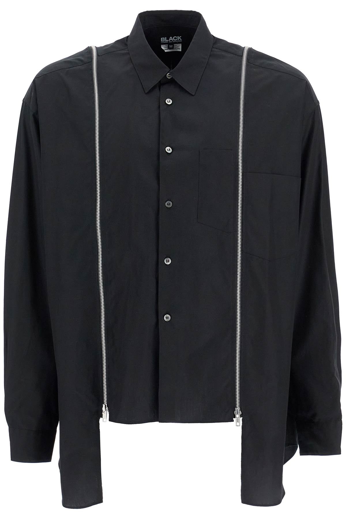 Comme Des Garçons Black Zip Detail Cotton Poplin Shirt image 0