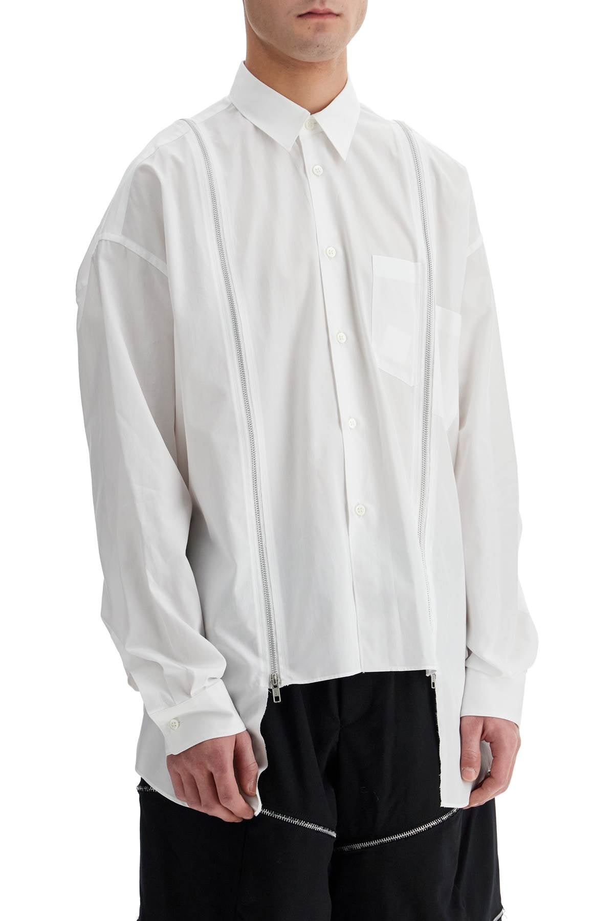 Comme des Garçons Black Relaxed Fit Poplin Shirt with Zippers image 1