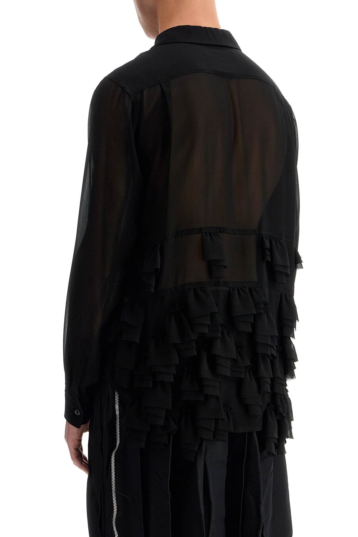 Comme des Garçons Black Georgette Blouse with Ruffles image 2