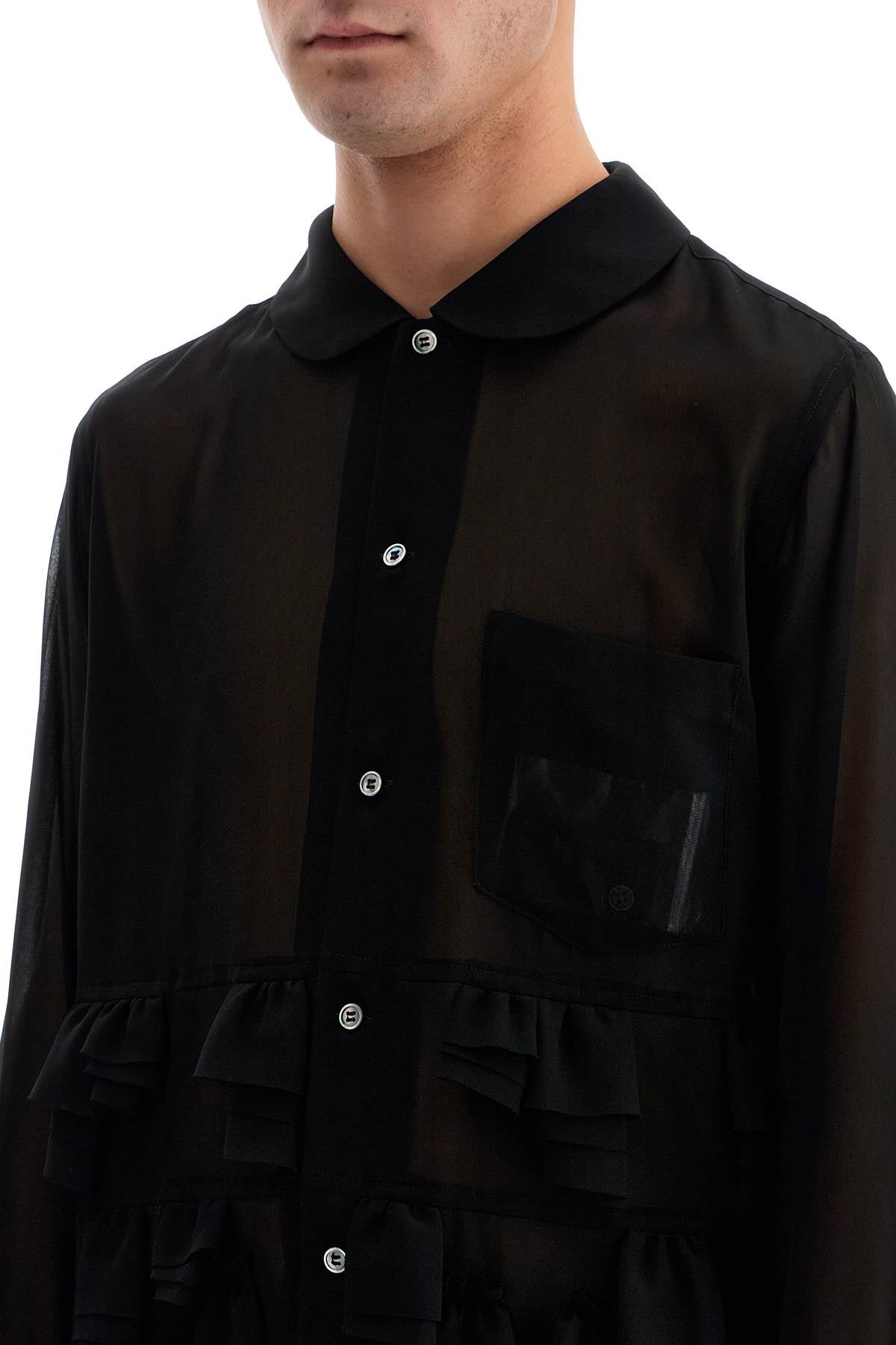 Comme des Garçons Black Georgette Blouse with Ruffles image 3