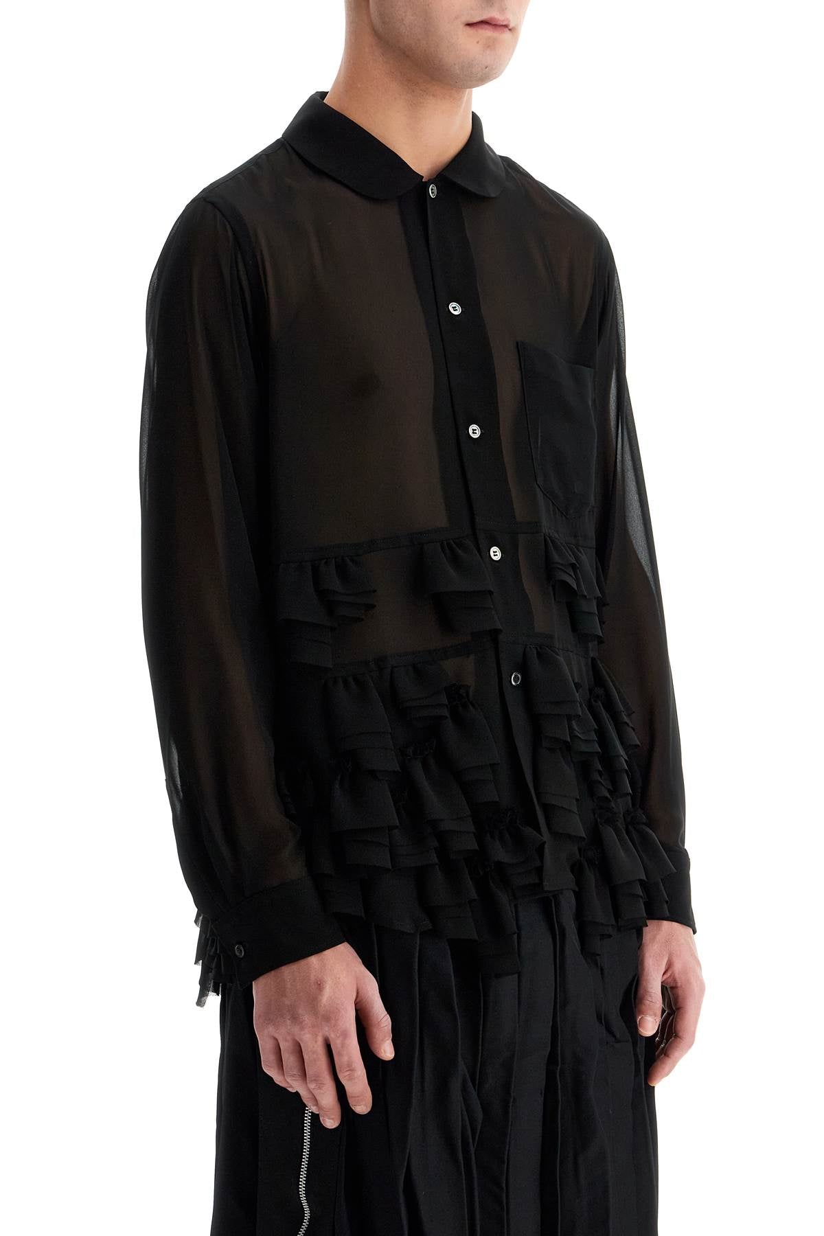 Comme des Garçons Black Georgette Blouse with Ruffles image 1