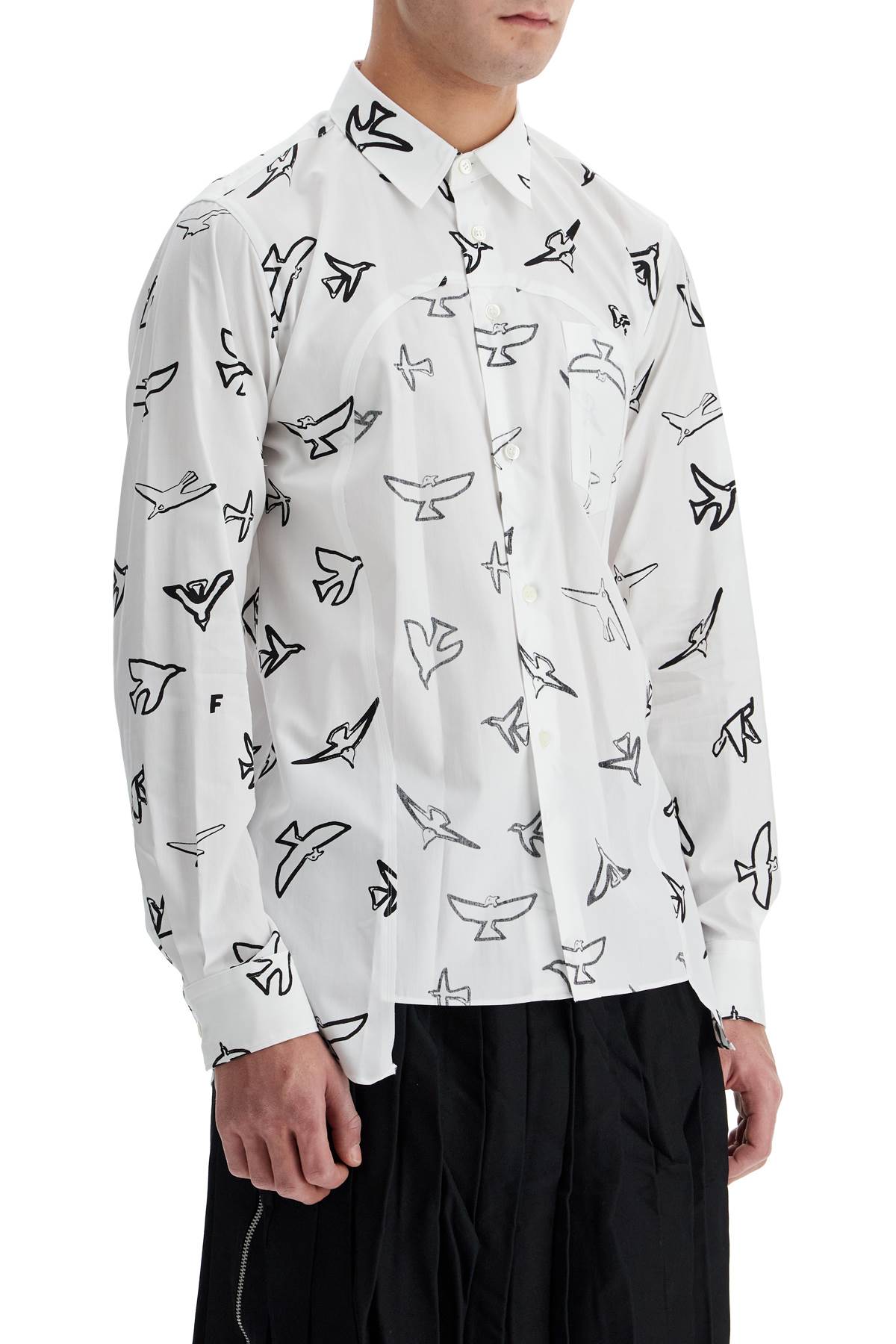 Comme Des Garçons Black Graphic Print Shirt with Inside-Out Insert image 1