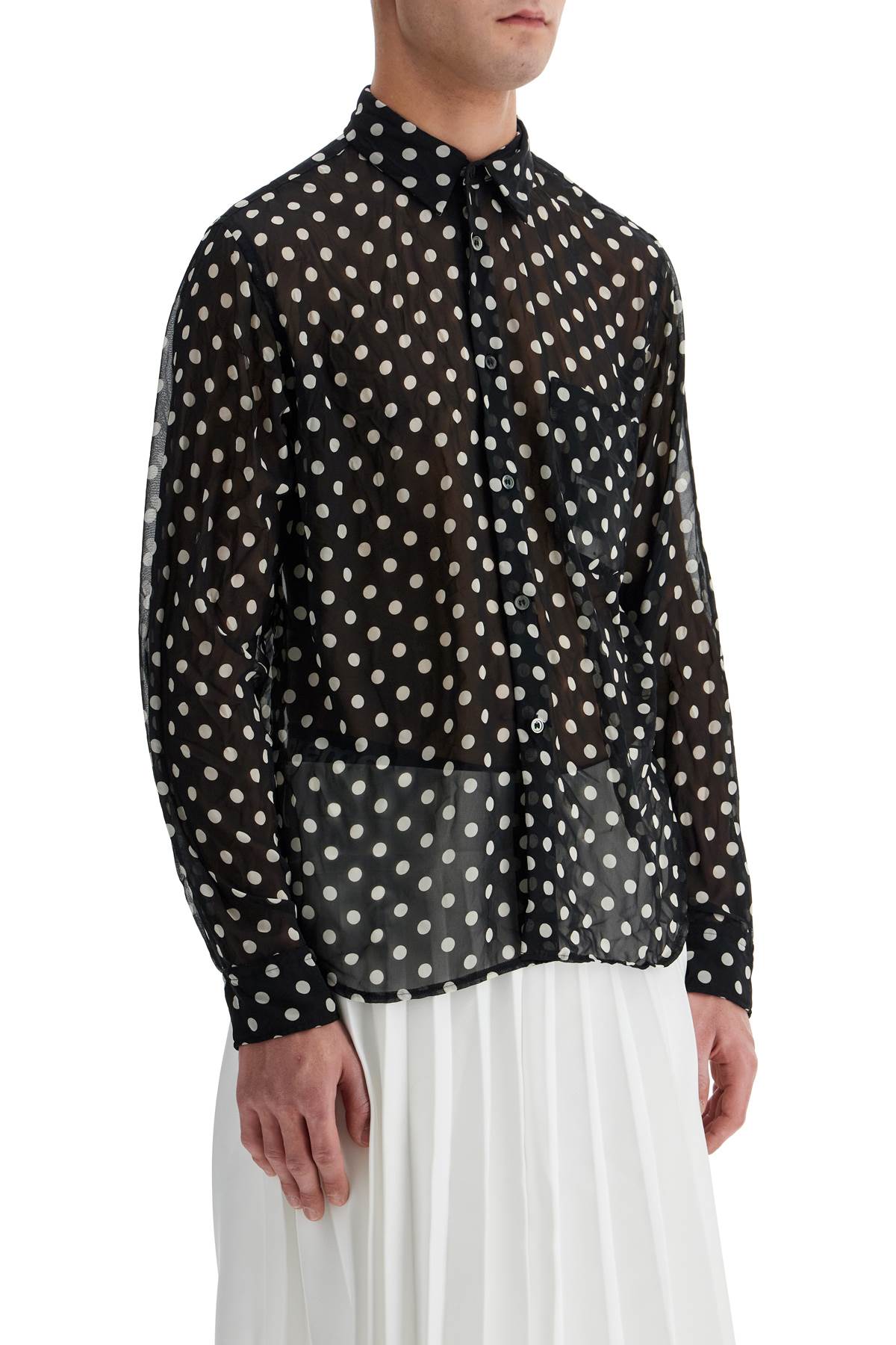 Comme Des Garçons Black Polka Dot Crinkled Georgette Shirt image 1