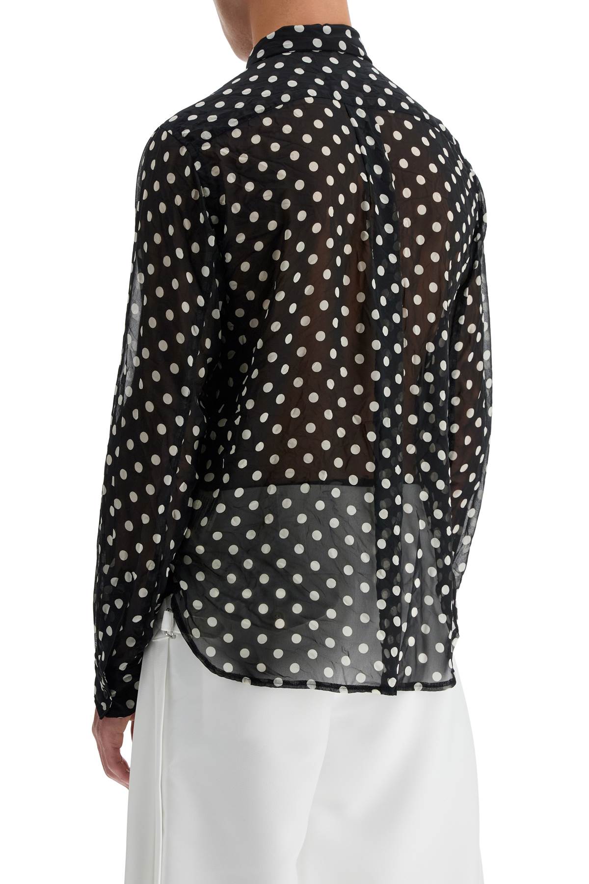 Comme Des Garçons Black Polka Dot Crinkled Georgette Shirt image 2