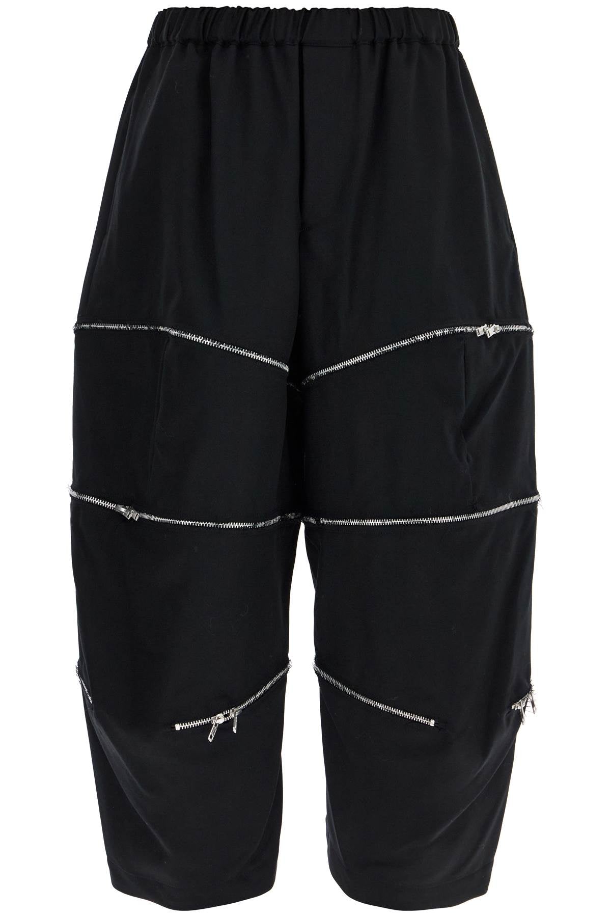 Comme Des Garçons Black Cropped Pants with Zip Details image 0