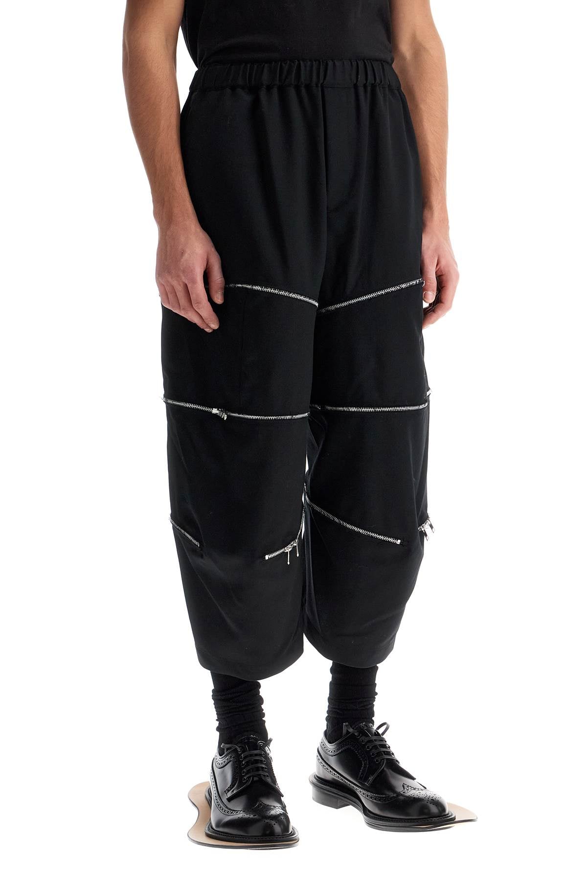 Comme Des Garçons Black Cropped Pants with Zip Details image 1