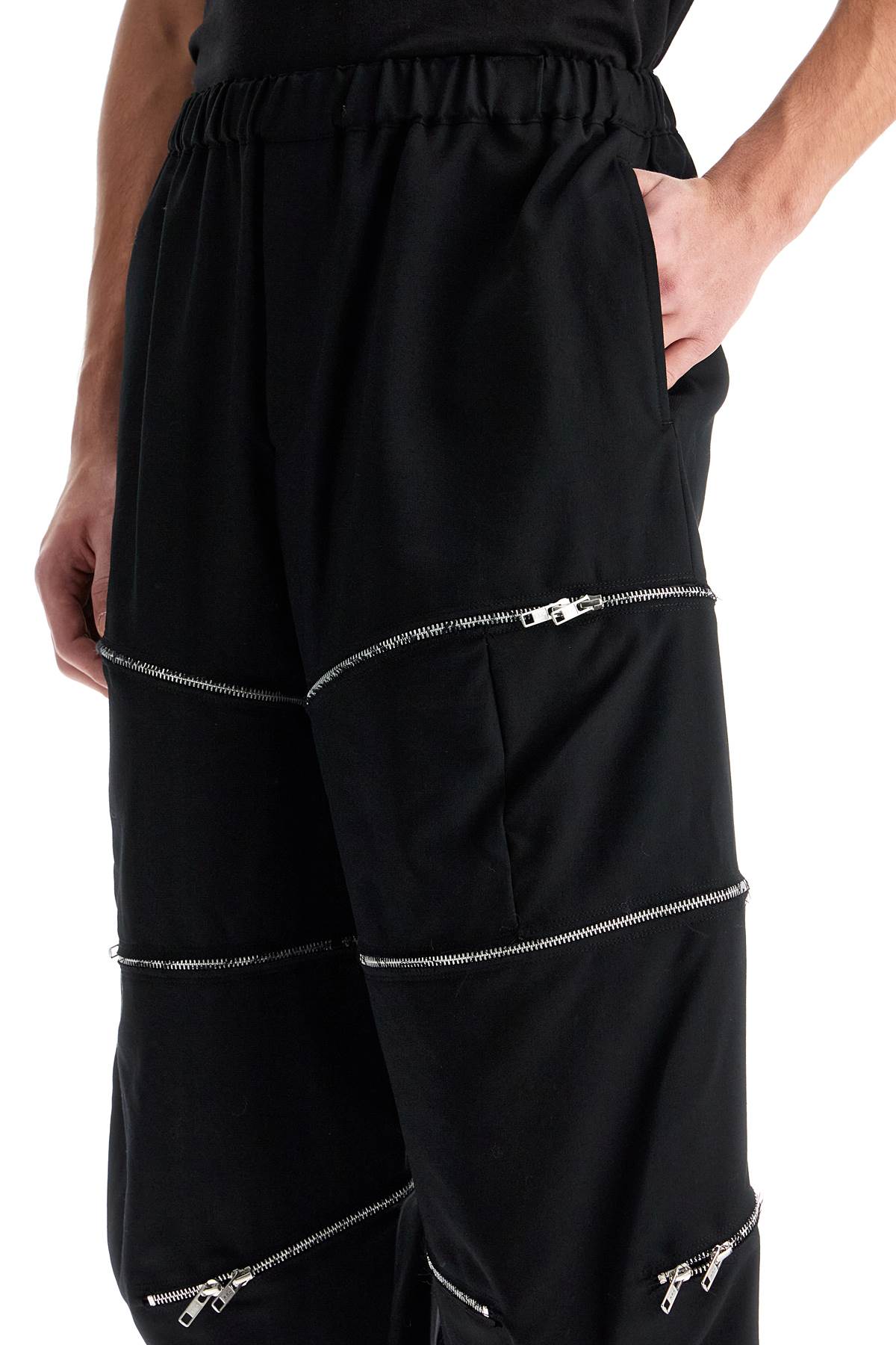 Comme Des Garçons Black Cropped Pants with Zip Details image 3