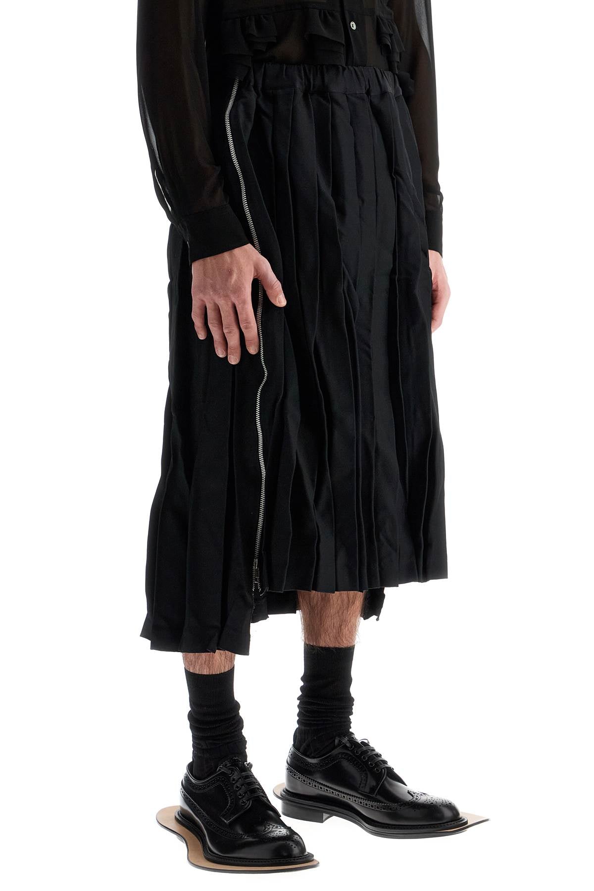 Comme des Garçons Black Pleated Midi Skirt image 1